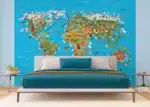 Dětská vliesová fototapeta na zed' Dětská Mapa Světa | 375 x 270 cm | FTNS 2441