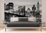 Vliesová fototapeta na zed' Černobílý Brooklynský Most Při Západu Slunce | 375 x 270 cm | FTNS 2465
