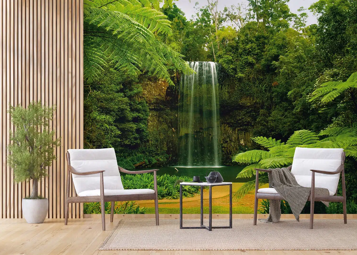 Custom Size Wall Mural Waterfall in Prairie | Premium Non-Woven Wallpaper | FTNXXL0386 4