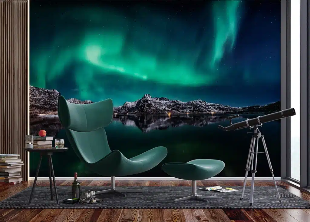 Custom Size Wall Mural Northern Lights | Premium Non-Woven Wallpaper | FTNXXL3003