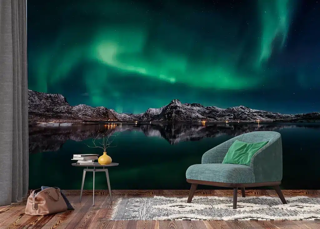 Custom Size Wall Mural Northern Lights | Premium Non-Woven Wallpaper | FTNXXL3003 3