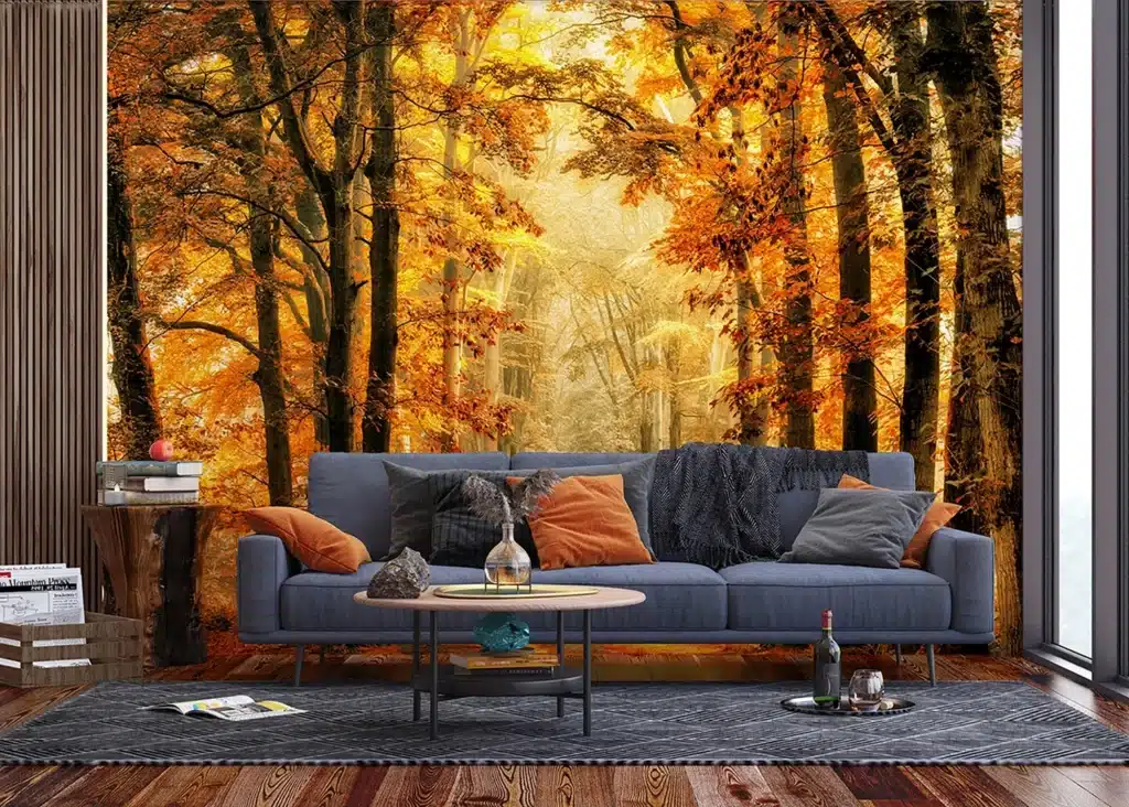 Custom Size Wall Mural Golden Path | Premium Non-Woven Wallpaper | FTNXXL3009