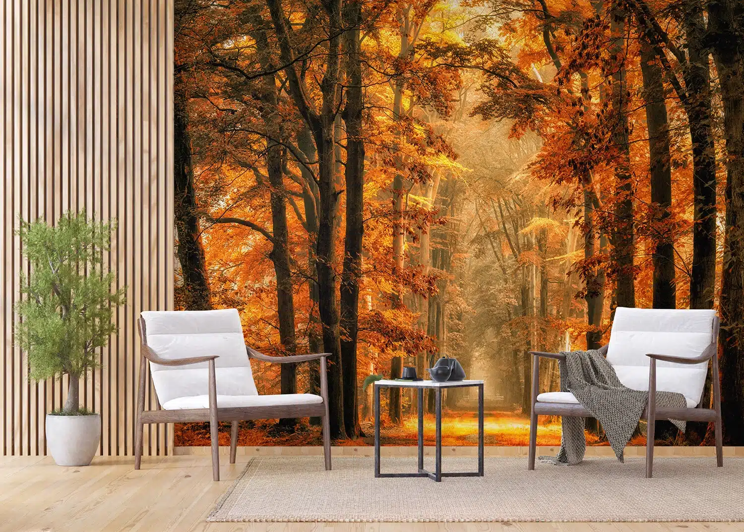 Custom Size Wall Mural Golden Path | Premium Non-Woven Wallpaper | FTNXXL3009 4