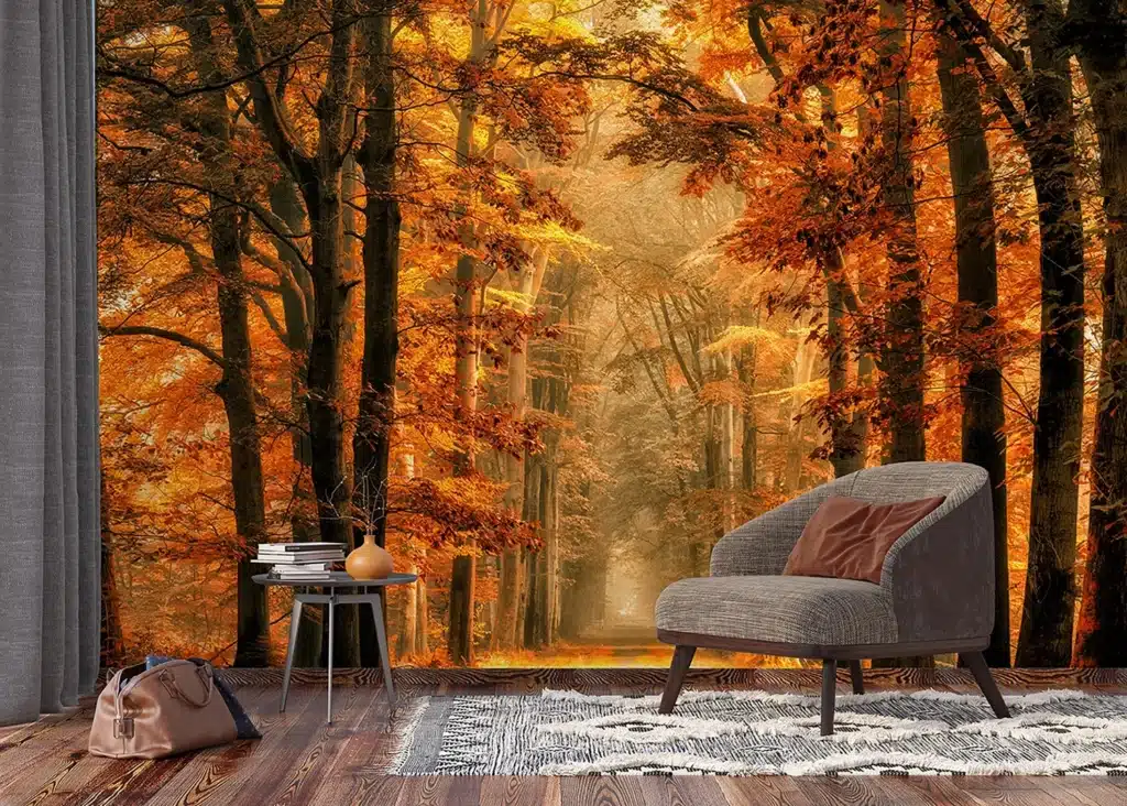 Custom Size Wall Mural Golden Path | Premium Non-Woven Wallpaper | FTNXXL3009 2