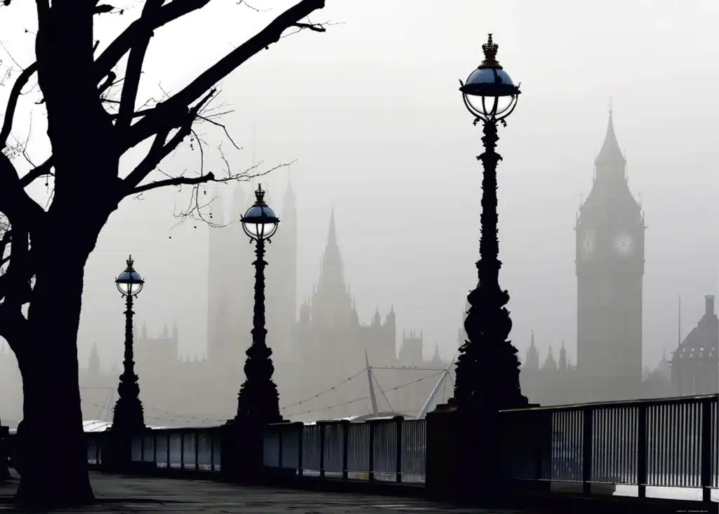 Custom Size Wall Mural Misty London | Premium Non-Woven Wallpaper | FTNXXL0307 1