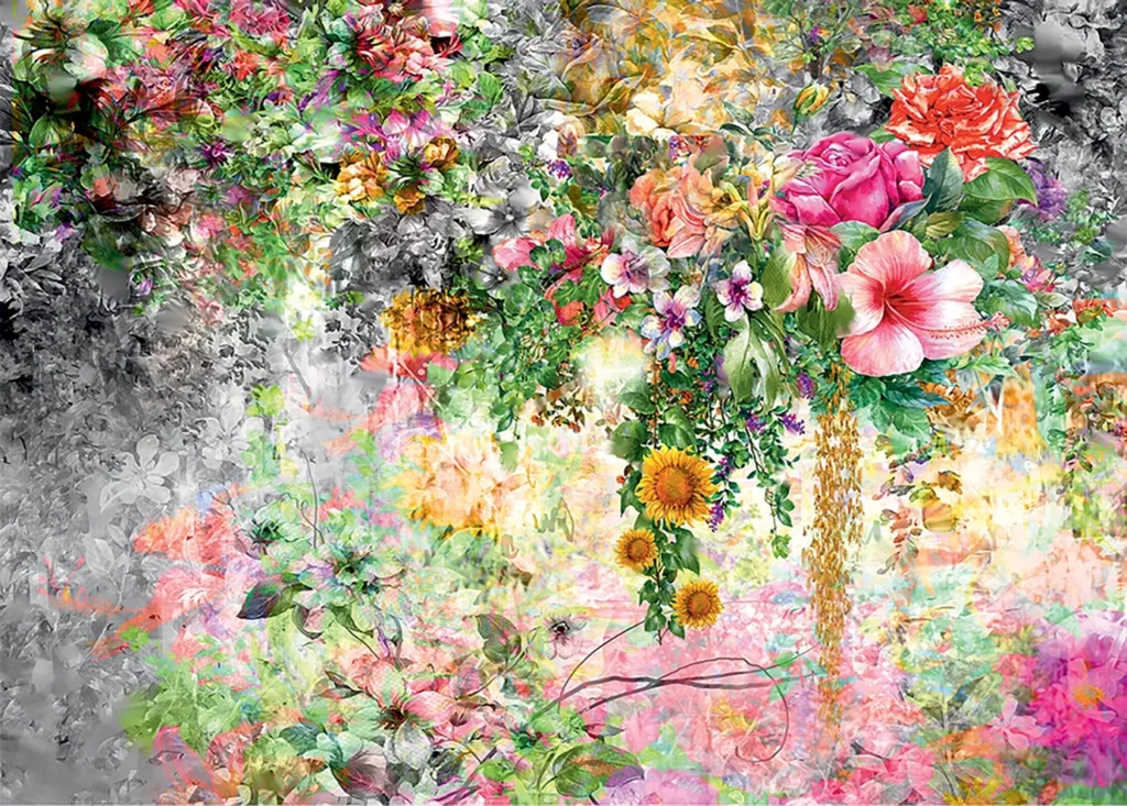 Custom Size Wall Mural Flowers on Concrete | Premium Non-Woven Wallpaper | FTNXXL1219 1