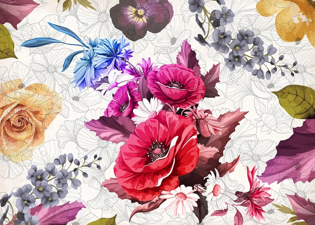 Custom Size Wall Mural Tender Flowers | Premium Non-Woven Wallpaper | FTNXXL1229 1