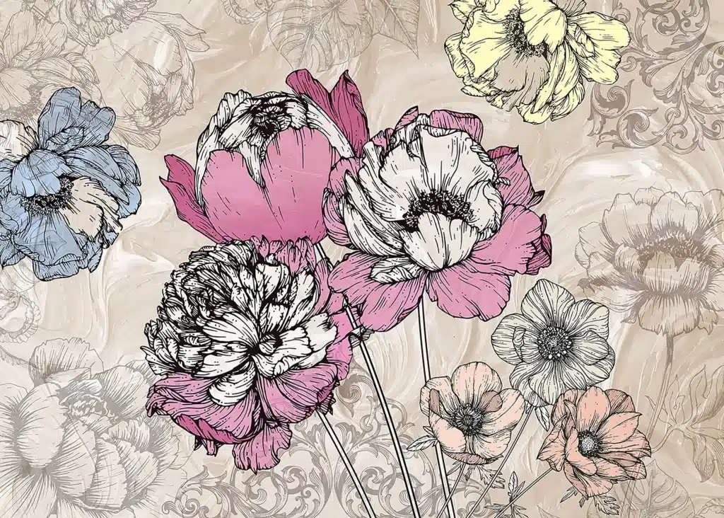 Custom Size Wall Mural Tender Peonies | Premium Non-Woven Wallpaper | FTNXXL1230 1