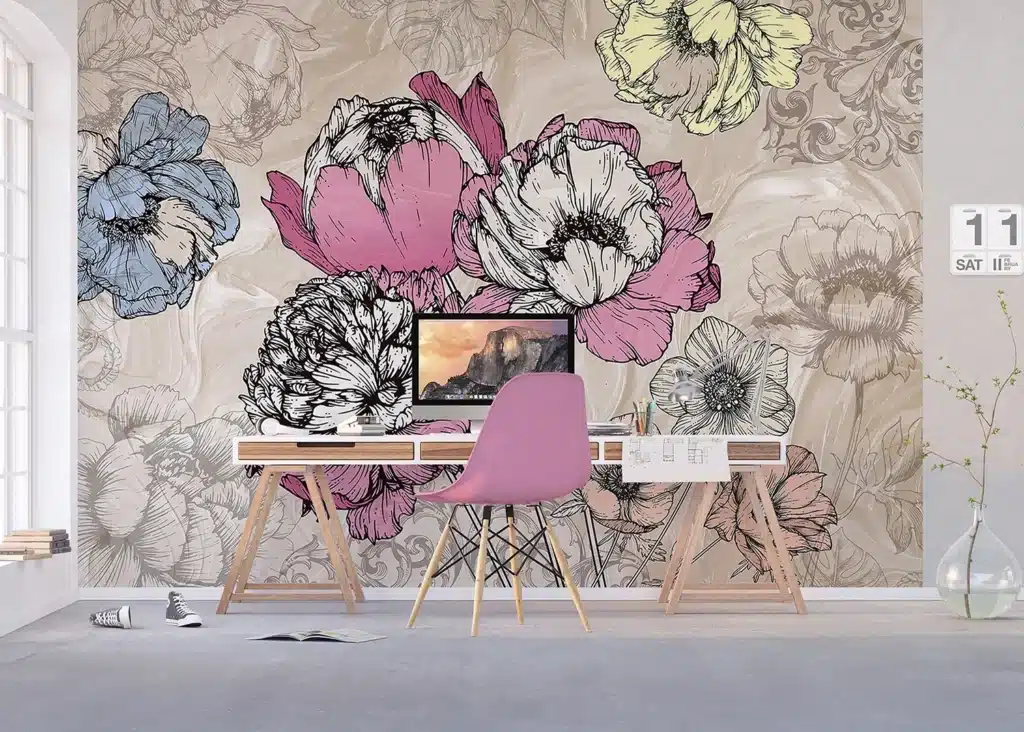 Custom Size Wall Mural Tender Peonies | Premium Non-Woven Wallpaper | FTNXXL1230 7