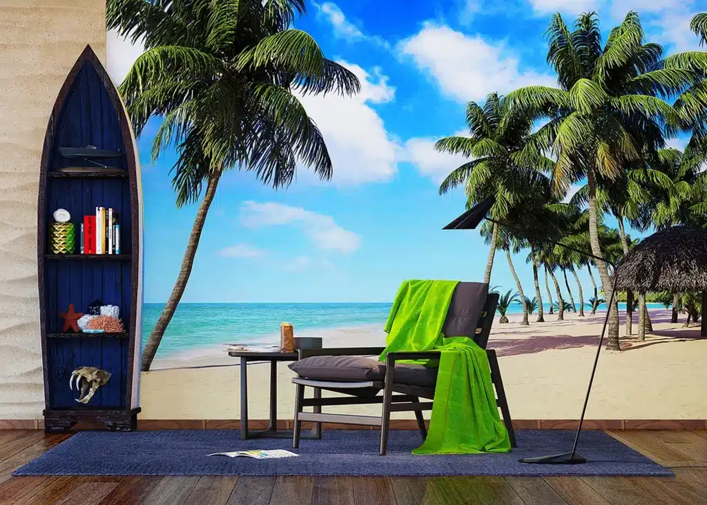 Custom Size Wall Mural Palm Beach | Premium Non-Woven Wallpaper | FTNXXL1234