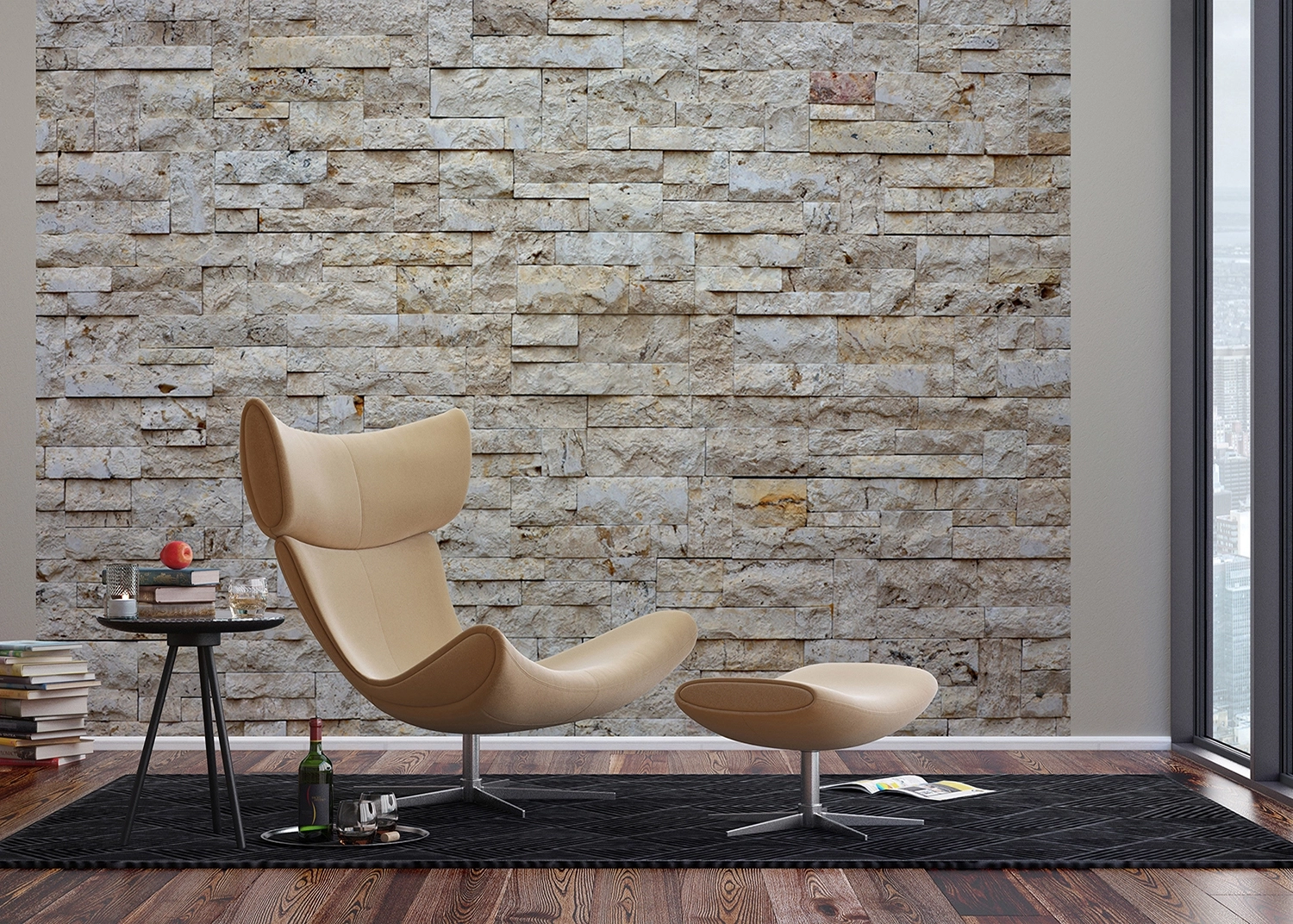 Wall Mural Beige Bricks, 375 x 270 cm, FTNXXL 2412