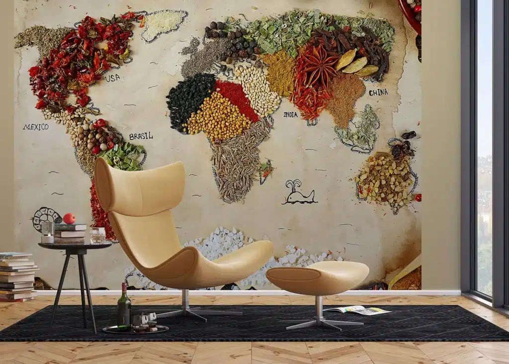 Custom Size Wall Mural Map oFSpice | Premium Non-Woven Wallpaper | FTNXXL2484