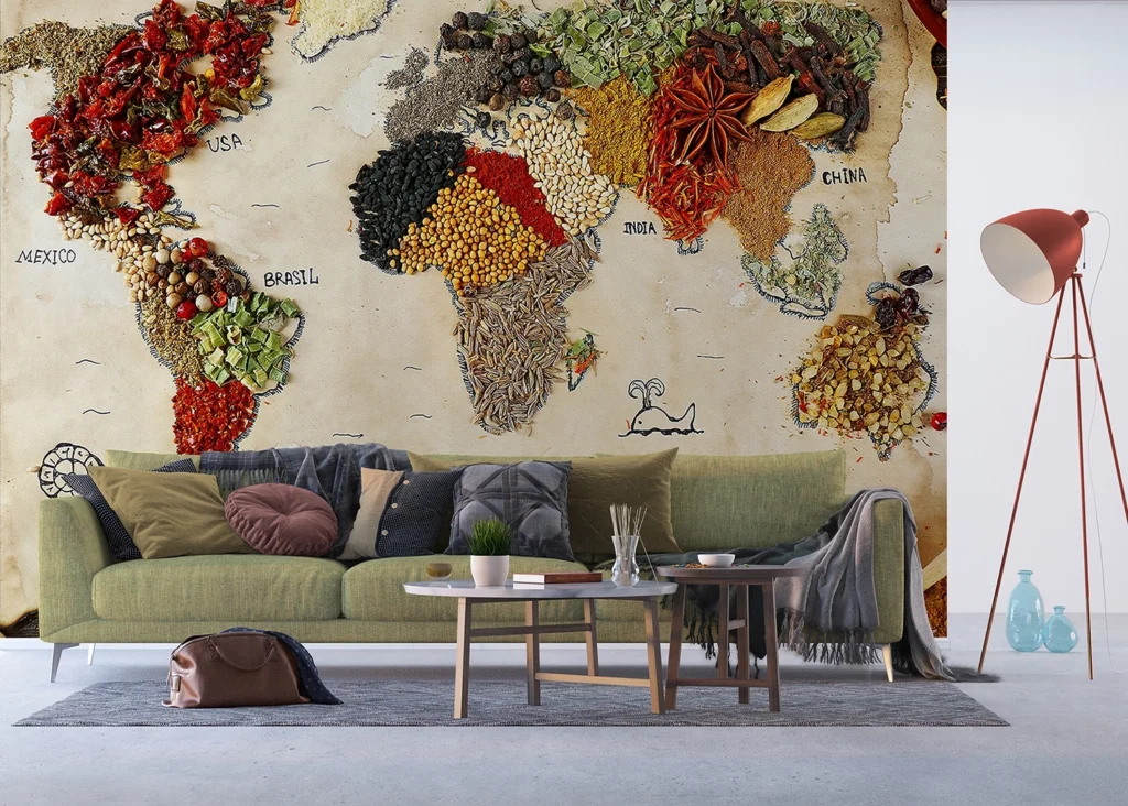 Custom Size Wall Mural Map oFSpice | Premium Non-Woven Wallpaper | FTNXXL2484 3