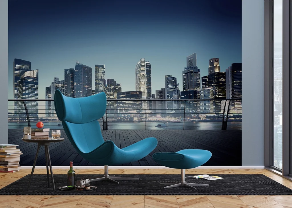 Custom Size Wall Mural City Skyline at Night | Premium Non-Woven Wallpaper | FTNXXL2486 3