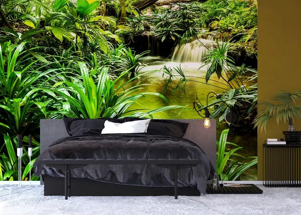 Custom Size Wall Mural Jungle Waterfall Lagoon | Premium Non-Woven Wallpaper | FTNXXL2491 2
