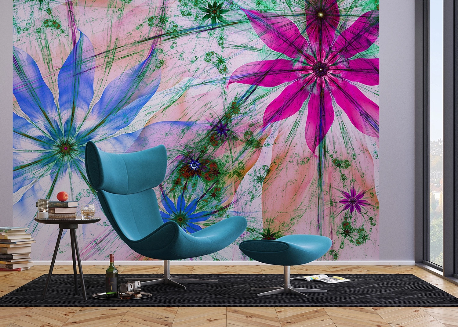 Wall Mural Flower Silhouettes, 375 x 270 cm, FTNXXL 2492