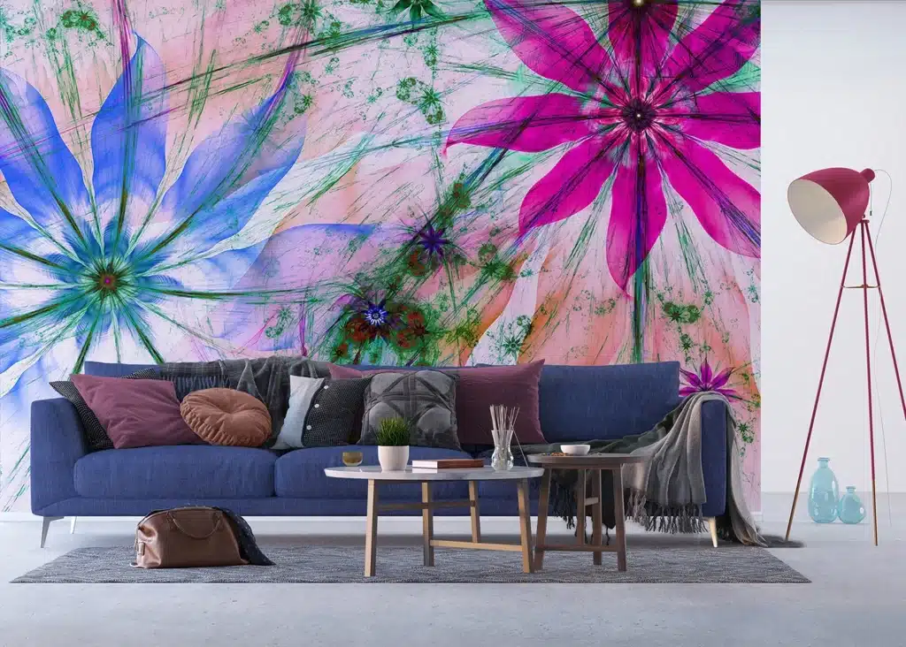 Custom Size Wall Mural Flower Silhouettes | Premium Non-Woven Wallpaper | FTNXXL2492 3