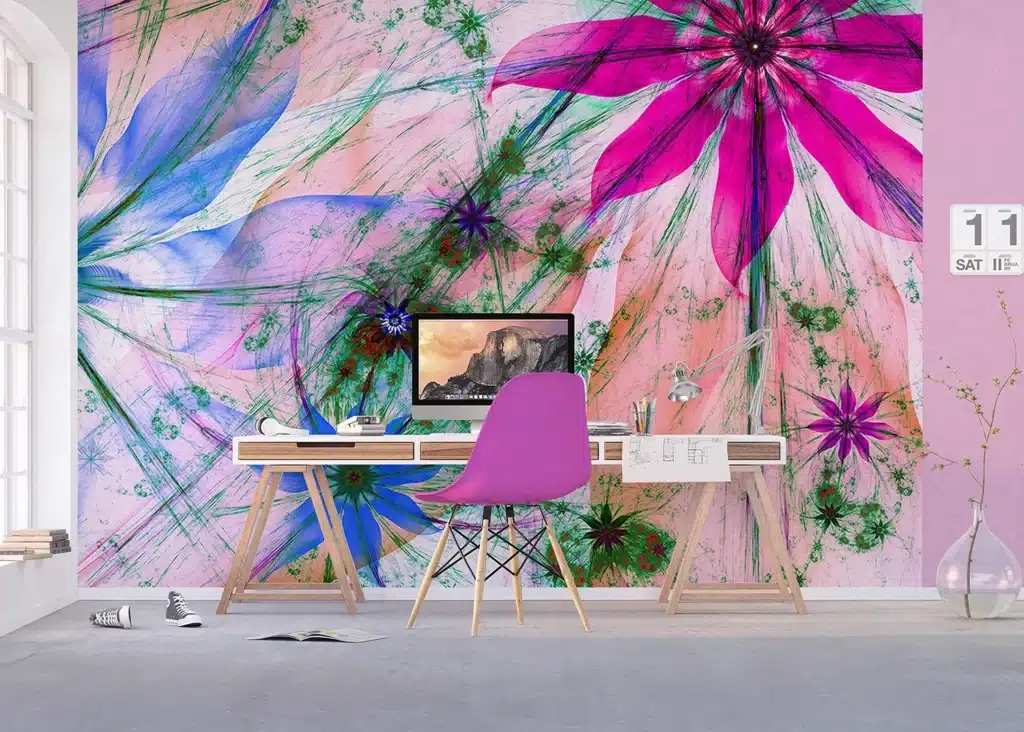 Custom Size Wall Mural Flower Silhouettes | Premium Non-Woven Wallpaper | FTNXXL2492 5