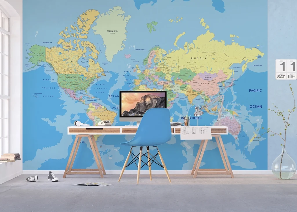 Custom Size Wall Mural World Map | Premium Non-Woven Wallpaper | FTNXXL2495 6