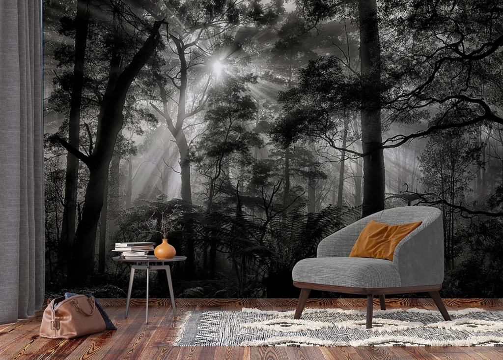 Custom Size Wall Mural Monochrome Forest | Premium Non-Woven Wallpaper | FTNXXL3027 2