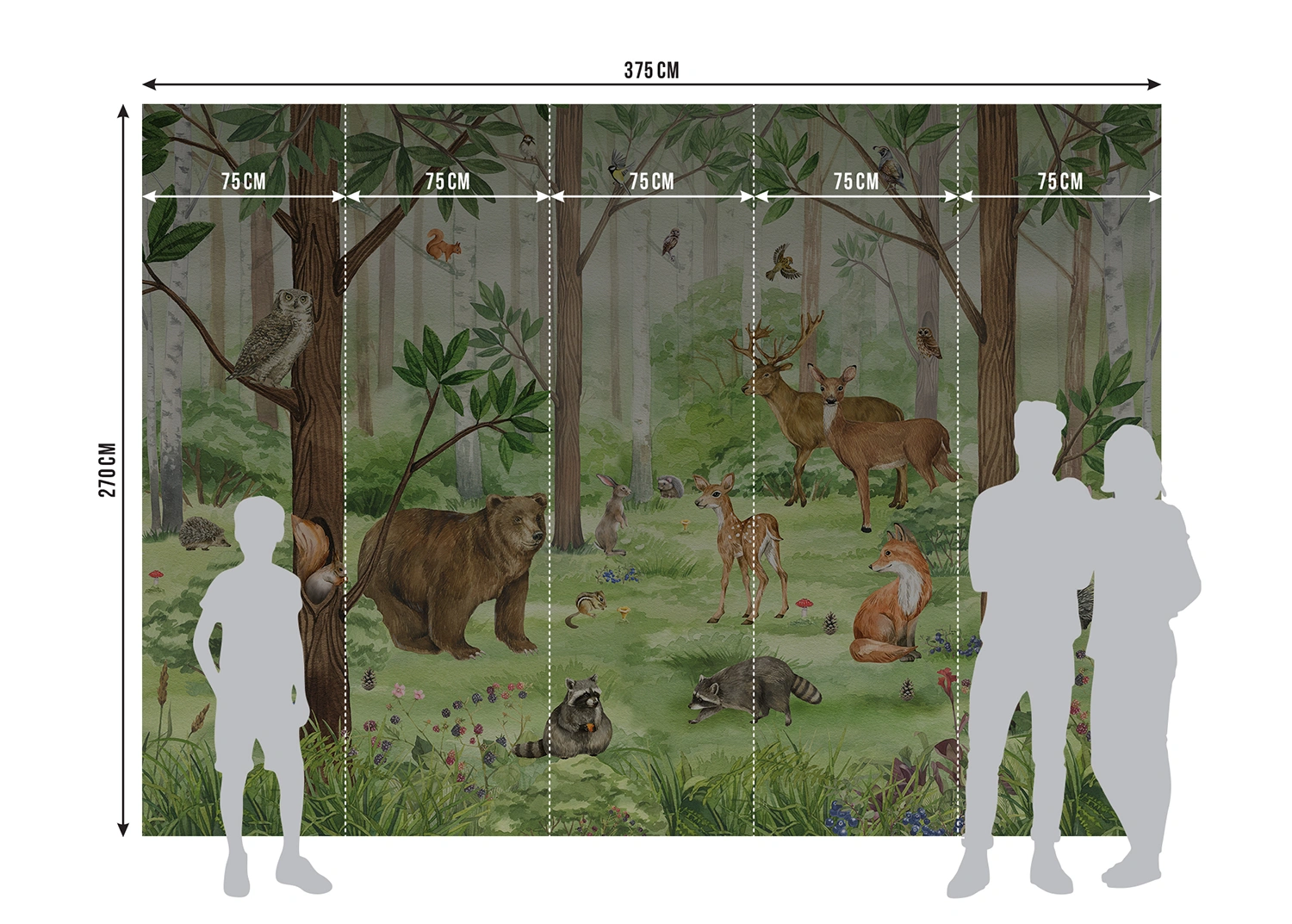 Wall Mural Playful Forest, 375 x 270 cm, FT5P 3053 6