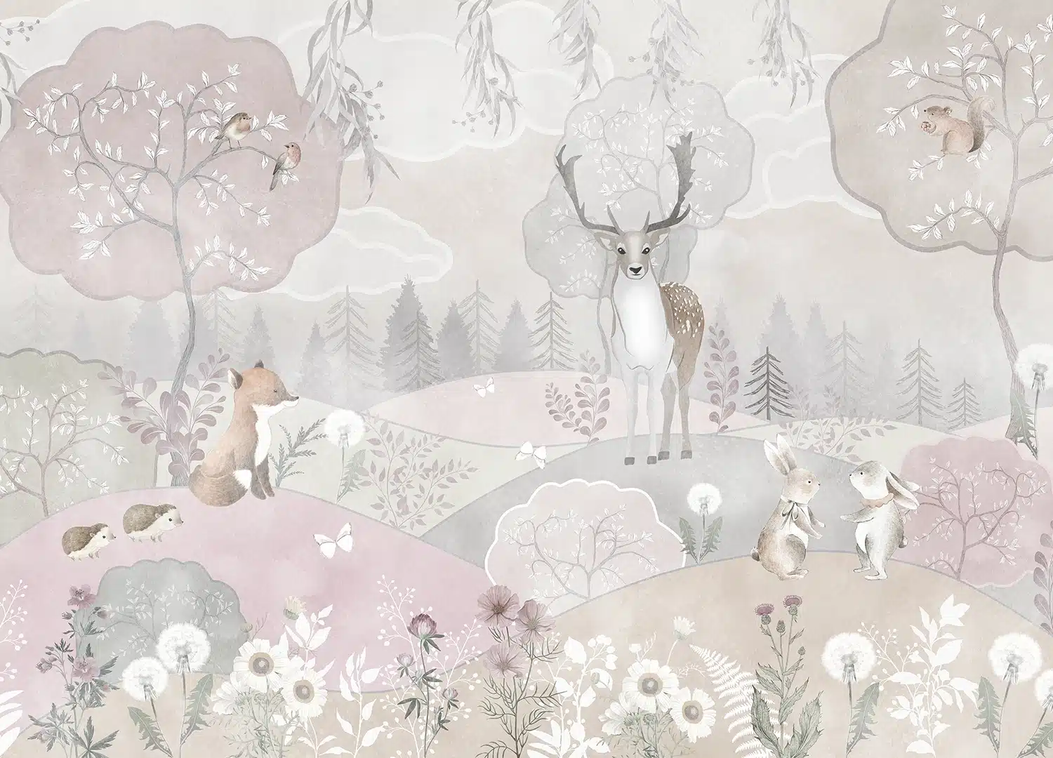 Custom Size Wall Mural Pastel Forest | Premium Non-Woven Wallpaper | FT5P3087