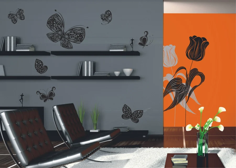 Wall Stickers Black Flock Butterflies, 65 x 85 cm, F 0459 - Image 5