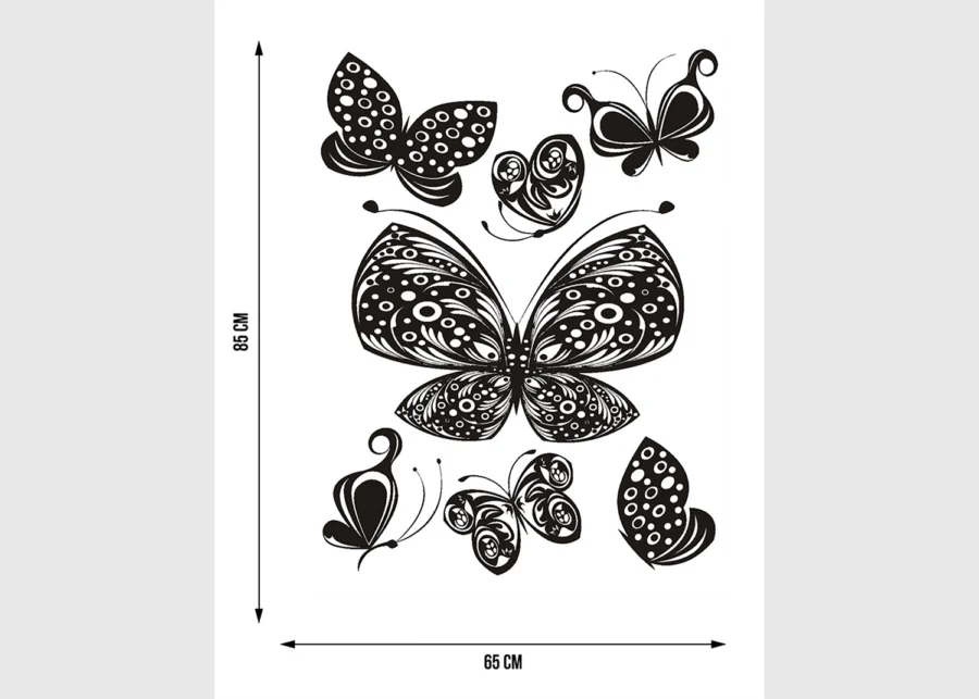 Wall Stickers Black Flock Butterflies, 65 x 85 cm, F 0459 - Image 6