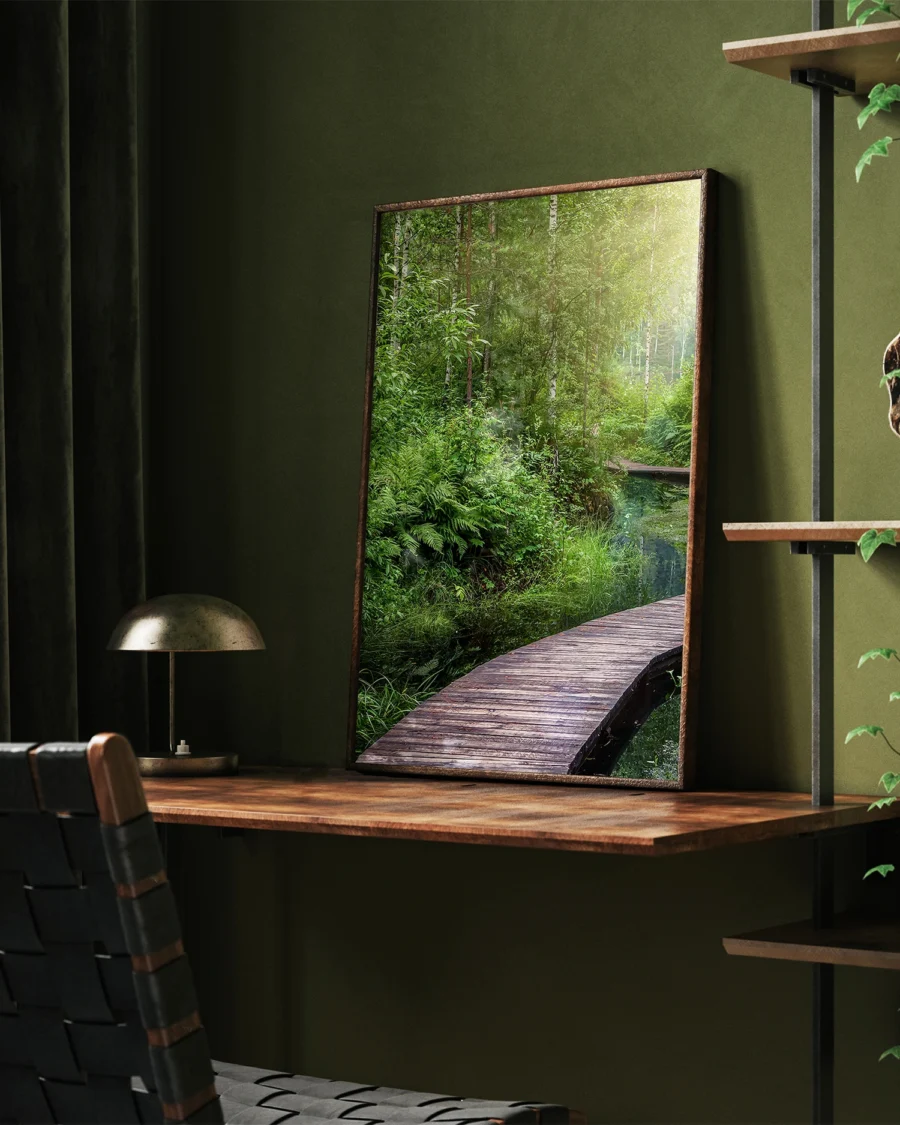 Poster Forest Waterfall / Forest Boardwalk, 30 x 42 cm, P 351321 - Image 3