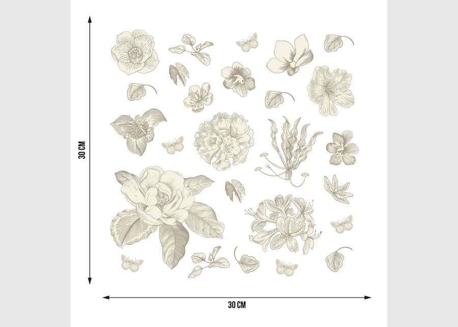 Wall Stickers Graphic Florals, 30 x 30 cm, SS 3869 - Image 3
