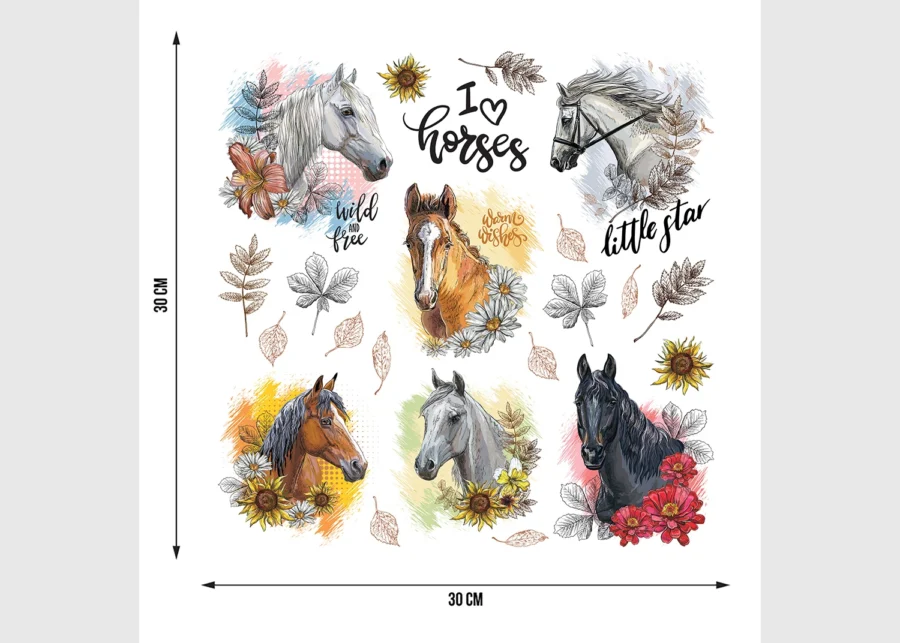 Wall Stickers Horses, 30 x 30 cm, SS 3887 - Image 3
