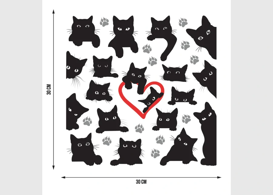 Wall Stickers Cats, 30 x 30 cm, SS 3893 - Image 3