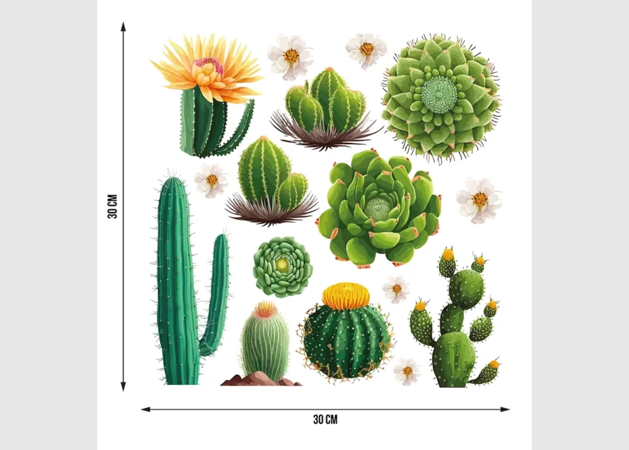 Wall Stickers Cactus, 30 x 30 cm, SS 3895 - Image 3