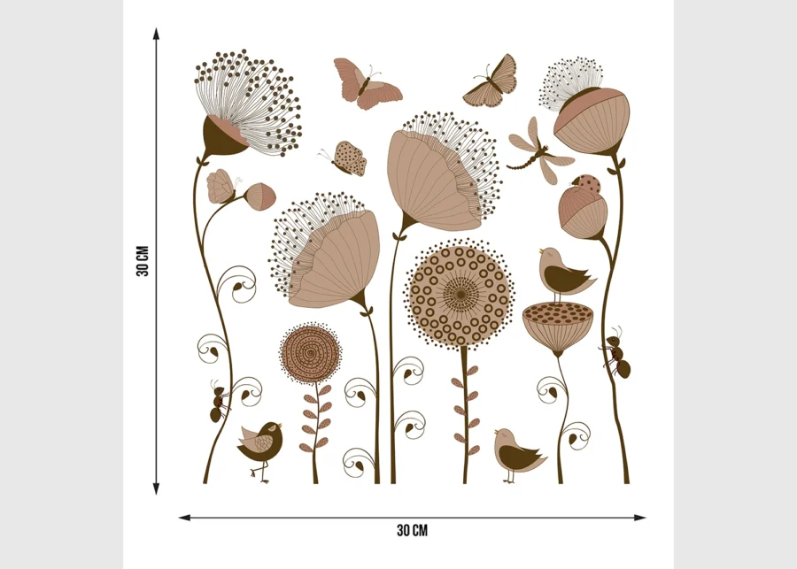 Wall Stickers Simple Flowers, 30 x 30 cm, SS 3899 - Image 3